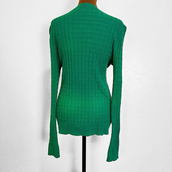 Ann Taylor Womens Y2K Waffle Knit Preppy Sweater Size M Green Old Money Academia - Picture 5 of 9